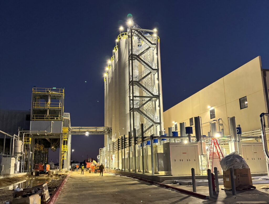 night plastic recycle silos